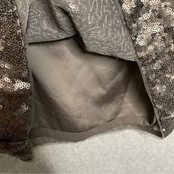 Vera Wang Sequin Sheath Cowl Back Pewter Holiday Party Dress - Picture 6 of 9